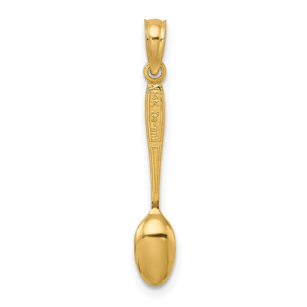 14K Gelbgold 3-d mit Schwarz Emaille Tisch Spoon Charm