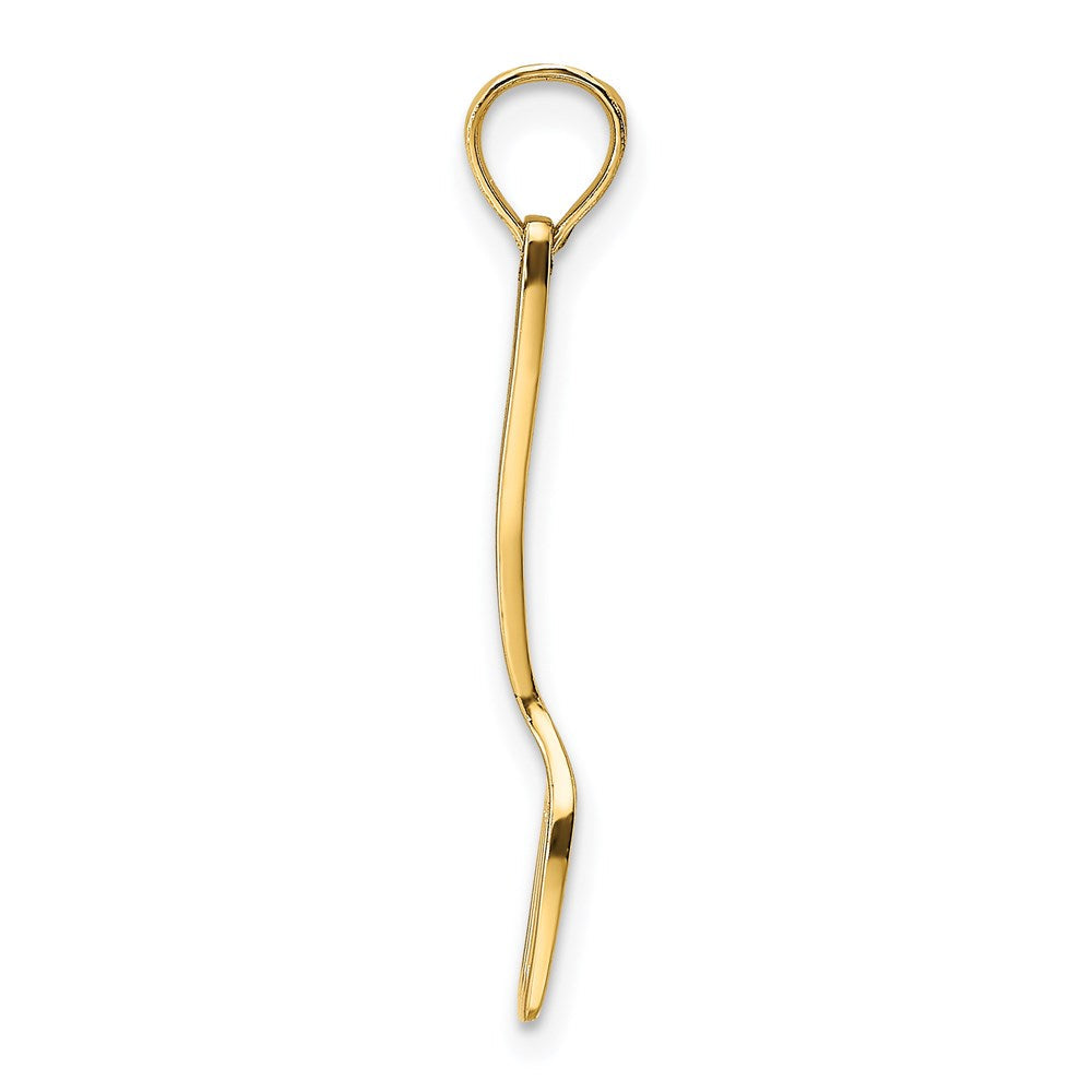 14K Gelbgold mit Schwarz Emaille 3-d Spatula Charm