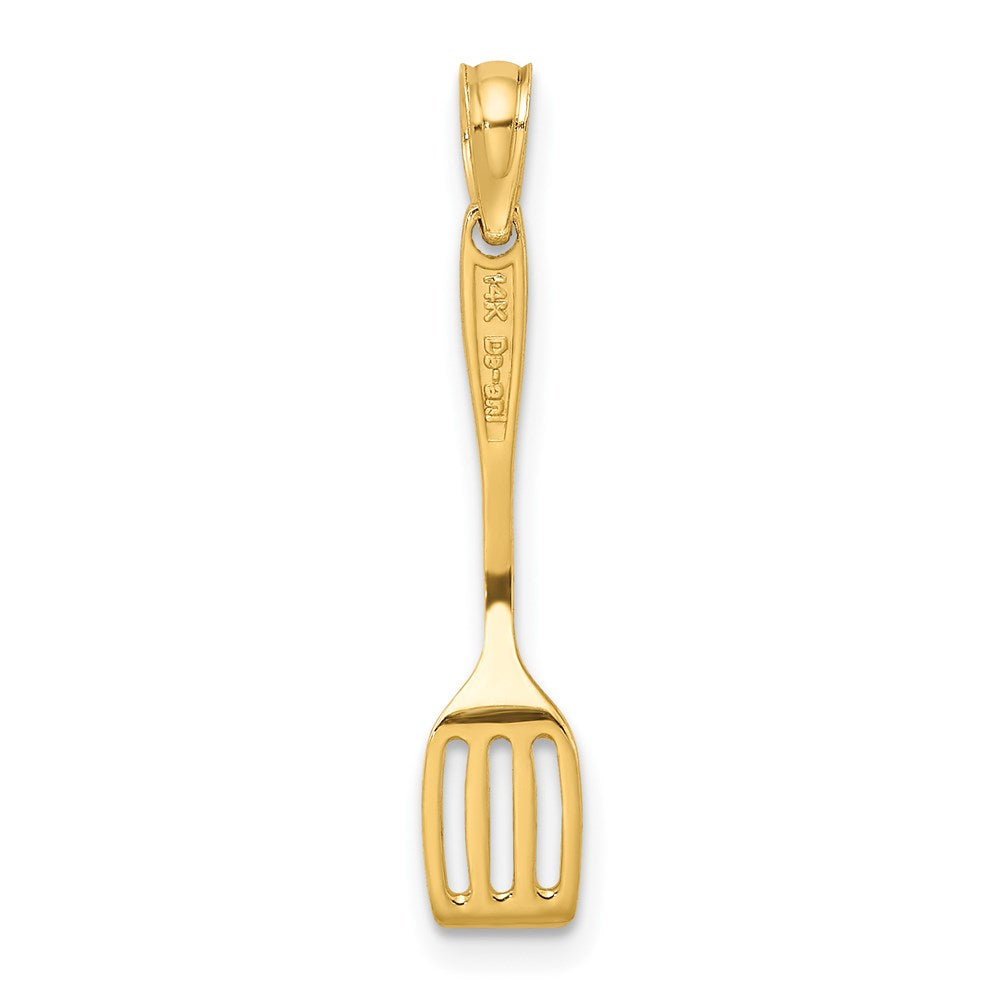 14K Gelbgold mit Schwarz Emaille 3-d Spatula Charm