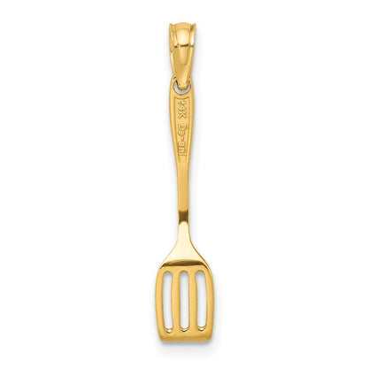 14K Gelbgold mit Schwarz Emaille 3-d Spatula Charm