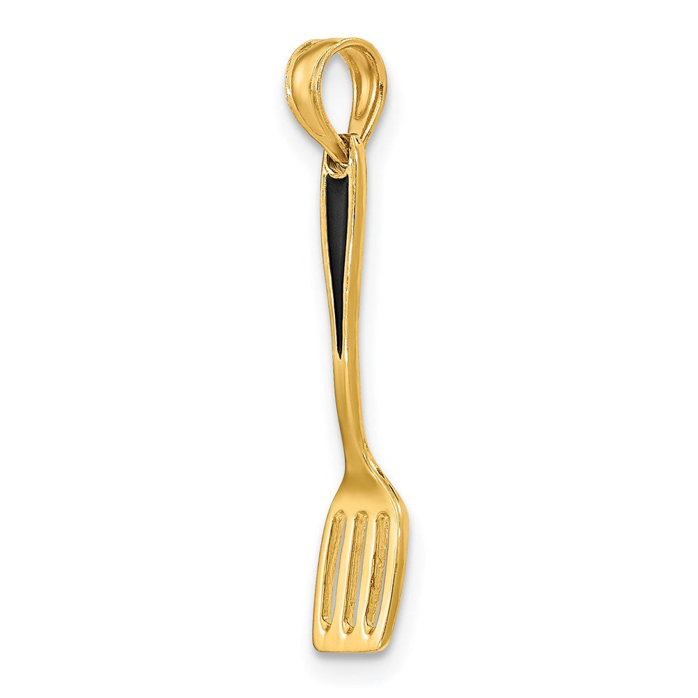 14K Gelbgold mit Schwarz Emaille 3-d Spatula Charm