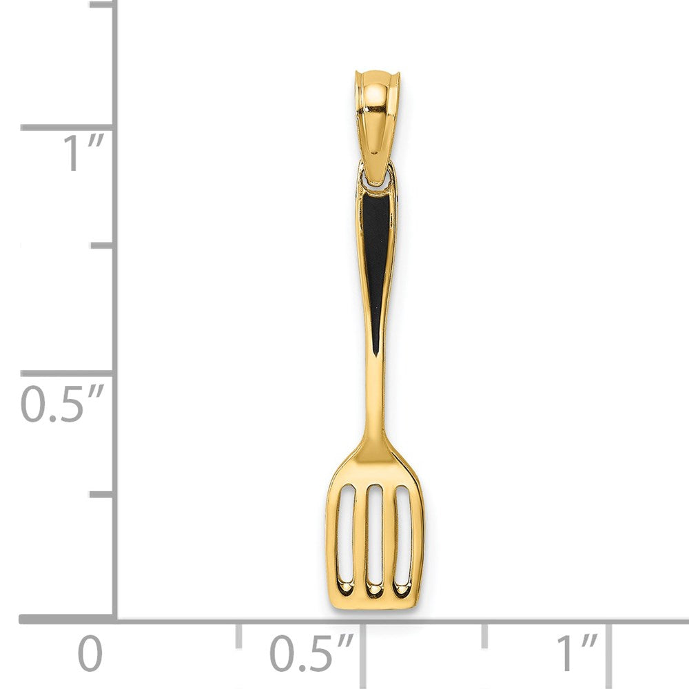 14K Gelbgold mit Schwarz Emaille 3-d Spatula Charm