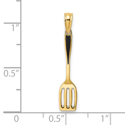 14K Gelbgold mit Schwarz Emaille 3-d Spatula Charm
