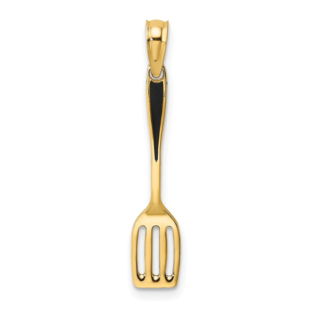 14K Gelbgold mit Schwarz Emaille 3-d Spatula Charm