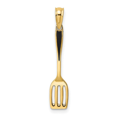 14K Gelbgold mit Schwarz Emaille 3-d Spatula Charm