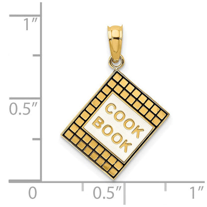 14K Gelbgold Charm 3-D Kochbuch mit schwarzem Emaille