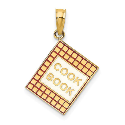 14K Gelbgold Charm „3-D Kochbuch" mit roter Emaille