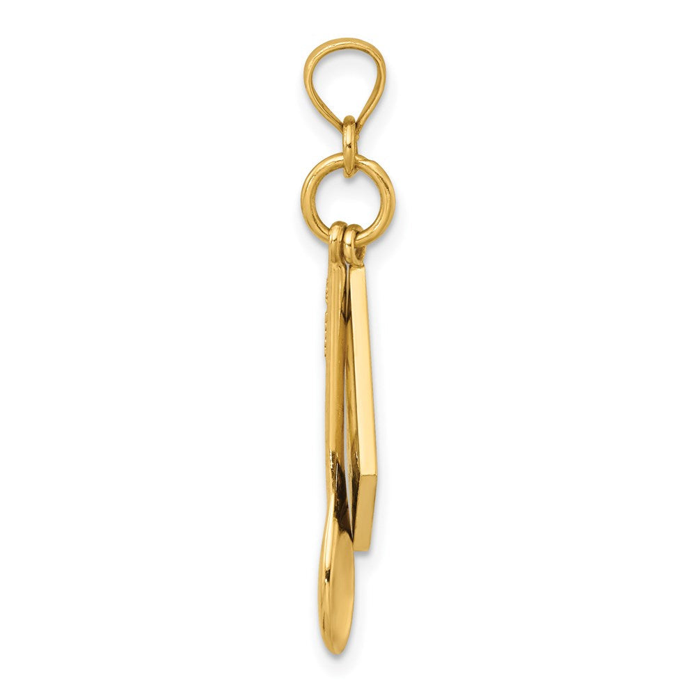 14k Gelbgold 3-D Kochbuch-Charm mit schwarzem Emaille und Löffel