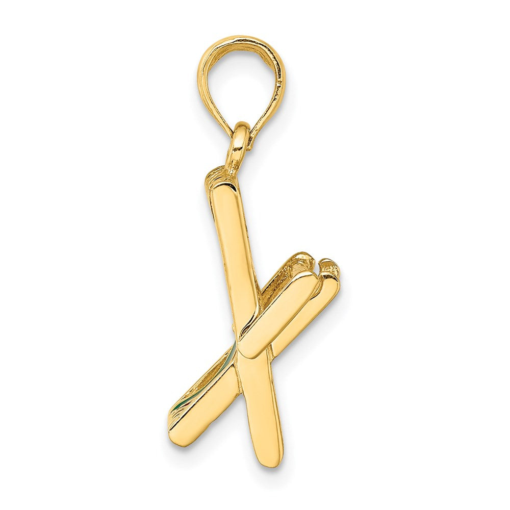 14 Karat Gelbgold 3-D beweglicher mehrfarbiger Strandliegestuhl-Charm