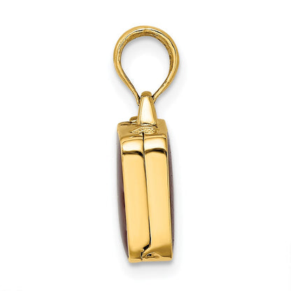 14K Gelbgold Charm „3D-Aktenkoffer zum Öffnen" mit brauner Emaille