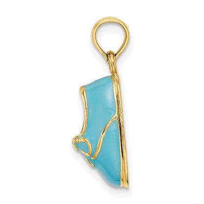 14K Gelbgold 3-D Baby-Schuh-Charm mit Emaille und Schleife