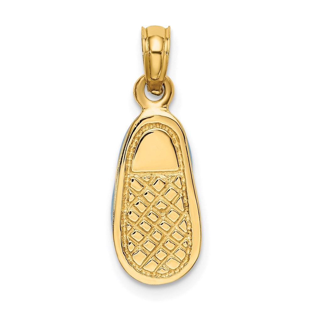 14K Gelbgold 3-D Baby-Schuh-Charm mit Emaille und Schleife