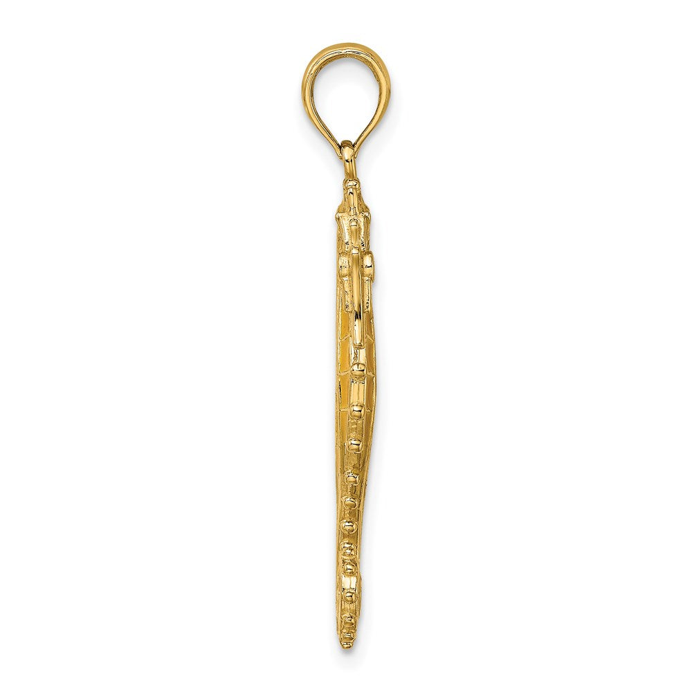 14K Gelbgold 3-D Emaille-Seepferdchen-Charm