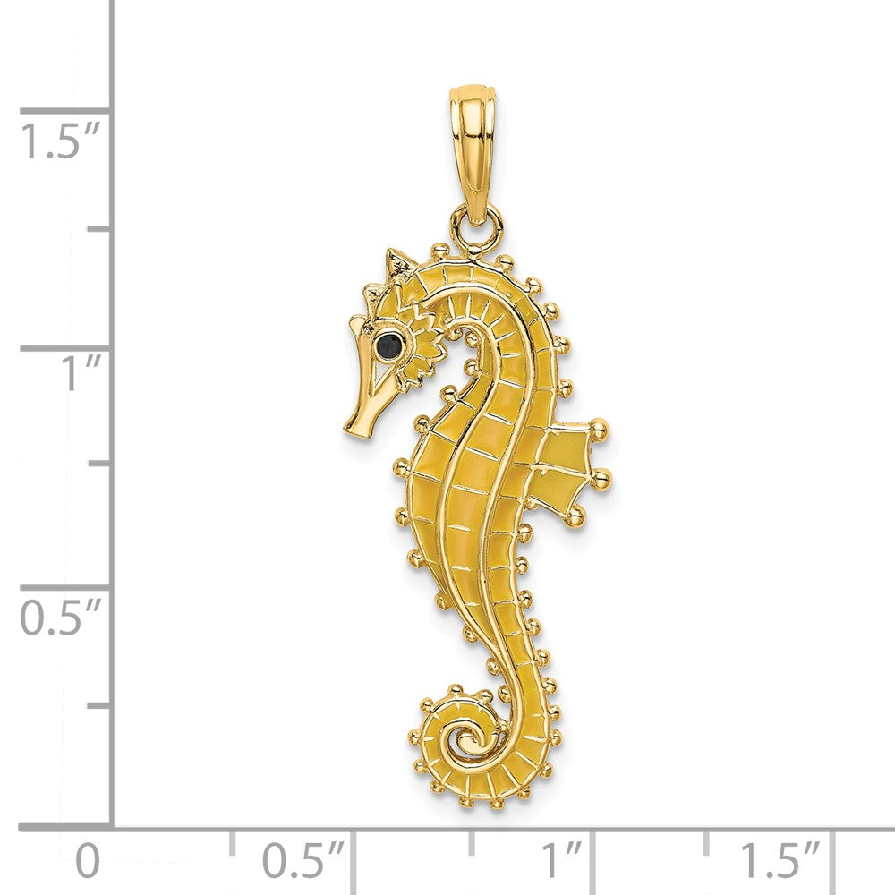 14K Gelbgold 3-D Emaille-Seepferdchen-Charm