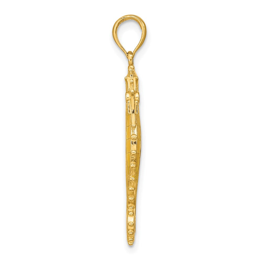 14K Gelbgold 3-D Seepferdchen-Charm mit gelber Emaille