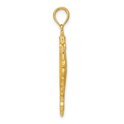 14K Gelbgold 3-D Seepferdchen-Charm mit gelber Emaille