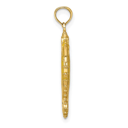 14K Gelbgold 3-D-Emaille-Seepferdchen-Charm