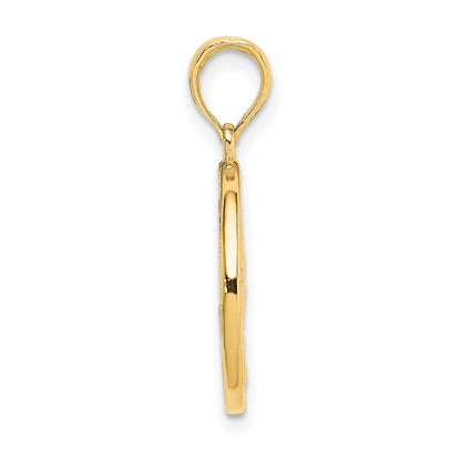 14K Gelbgold Charm mit Om-Symbol, emailliert, mit Lotusblume auf der Rückseite