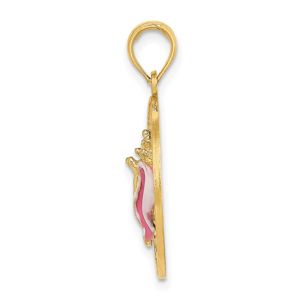14K Gelbgold Emaille Muschel-Charm mit Kreis „KEY WEST