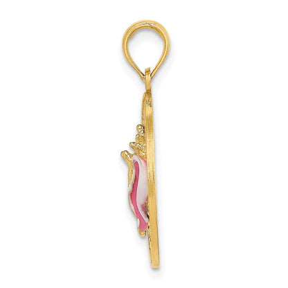 14K Gelbgold Emaille Muschel-Charm mit Kreis „KEY WEST