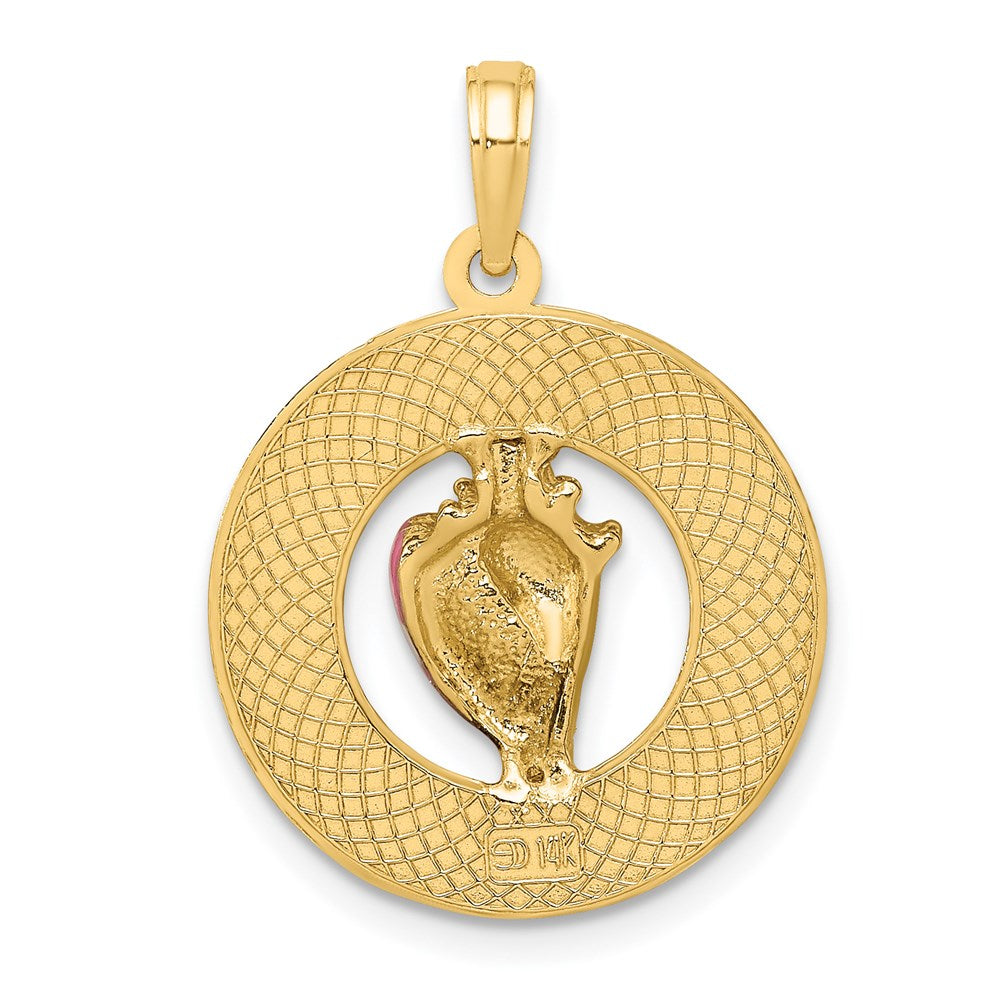 14K Gelbgold Emaille Muschel-Charm mit Kreis „KEY WEST