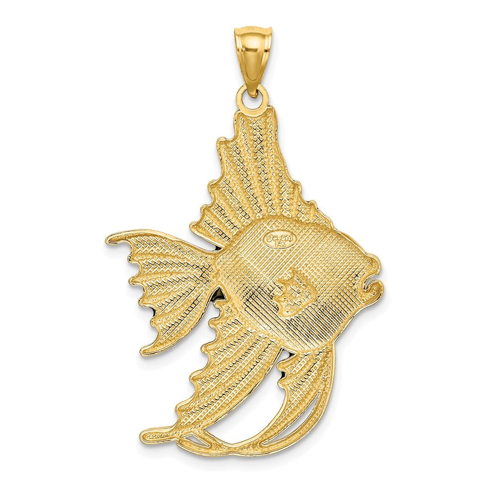 14K Gelbgold Charm ENGELFISCH mit blauem Emaille