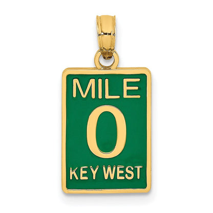 14K Gelbgold Emaille-Charm „Meilenmarkierung 0 / KEY WEST“