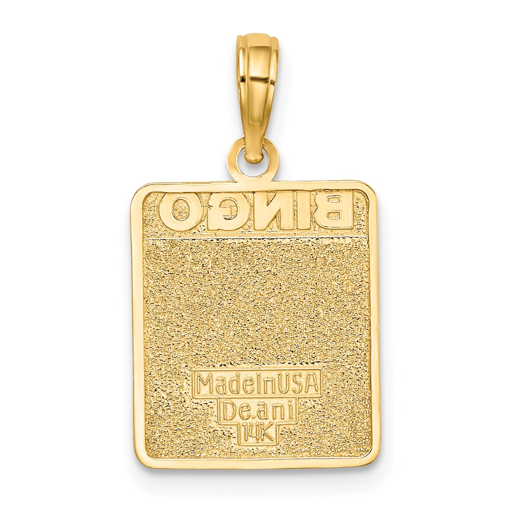 14K Gelbgold Bingo-Karte Charm mit Emaille