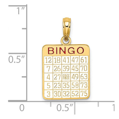14K Gelbgold Bingo-Karte Charm mit Emaille