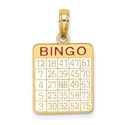 14K Gelbgold Bingo-Karte Charm mit Emaille