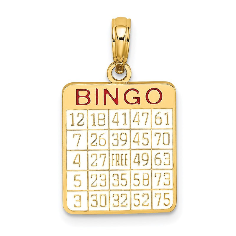 14K Gelbgold Bingo-Karte Charm mit Emaille