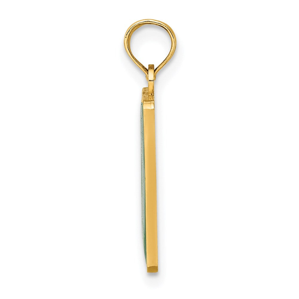 14k Gelbgold EXIT 0 / CAPE MAY Charm mit grüner Emaille