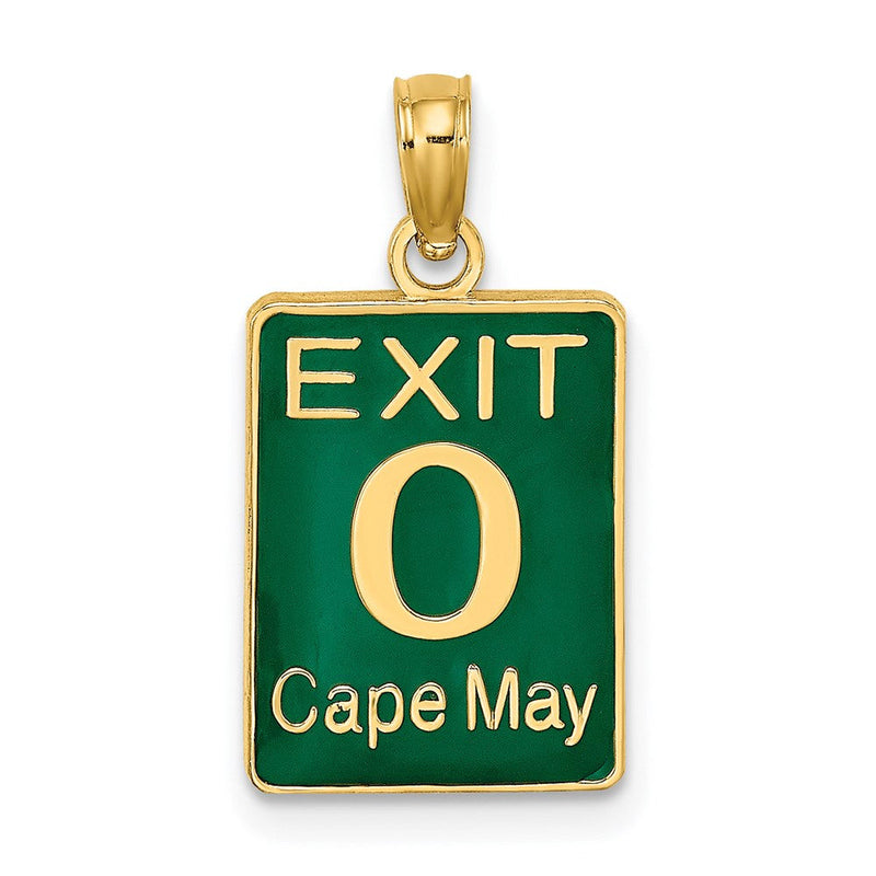 14k Gelbgold EXIT 0 / CAPE MAY Charm mit grüner Emaille