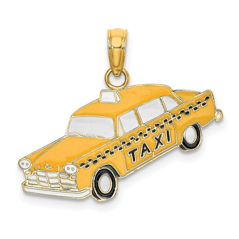 14K Gelbgold Taxi-Charm mit Emaille