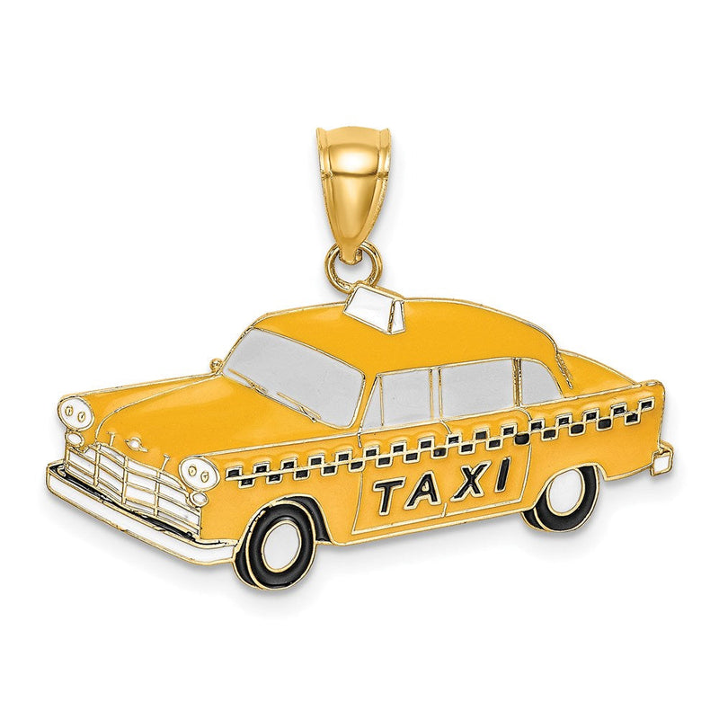 14K Gelbgold Taxi-Charm mit Emaille