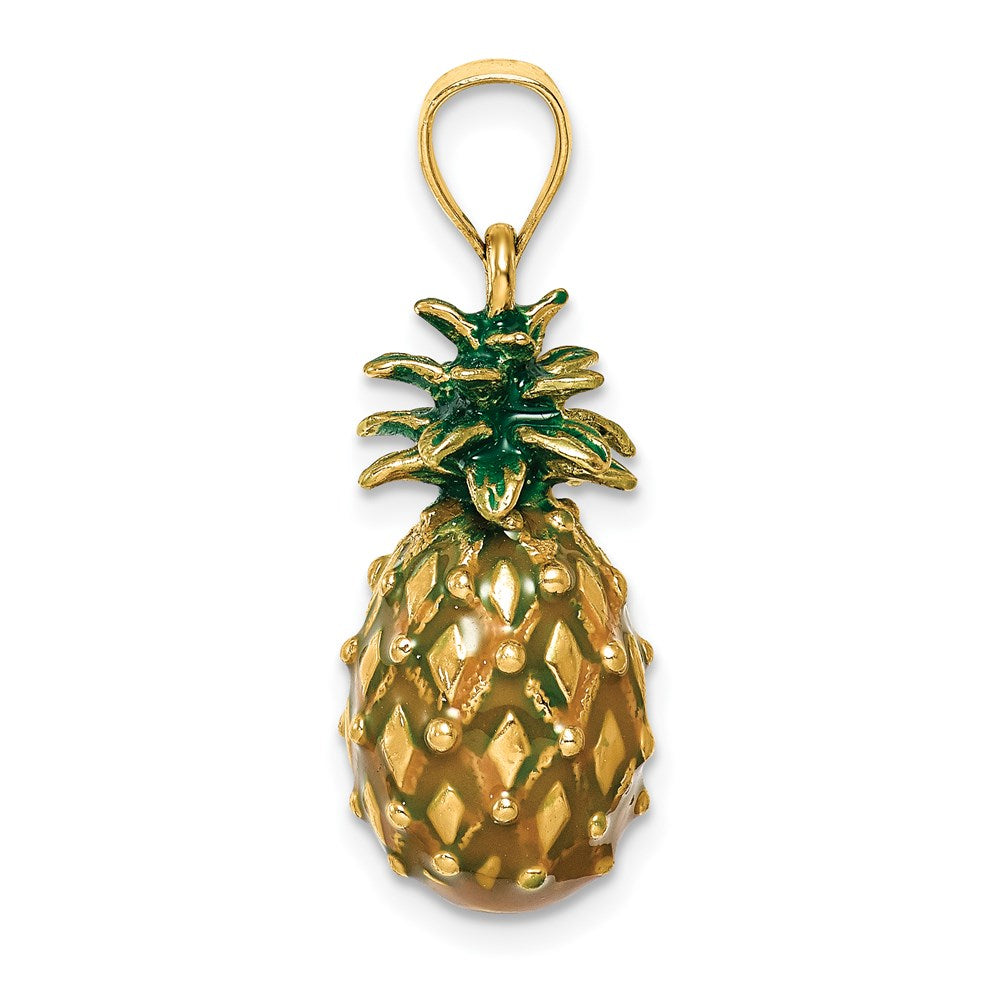 14K Gelbgold Charm „Ananas" 3D, emailliert und poliert