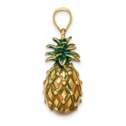 14K Gelbgold Charm „Ananas" 3D, emailliert und poliert