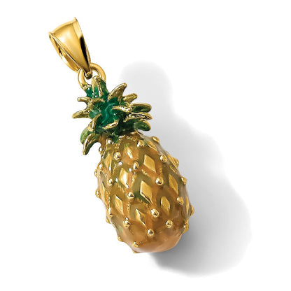 14K Gelbgold Charm „Ananas" 3D, emailliert und poliert