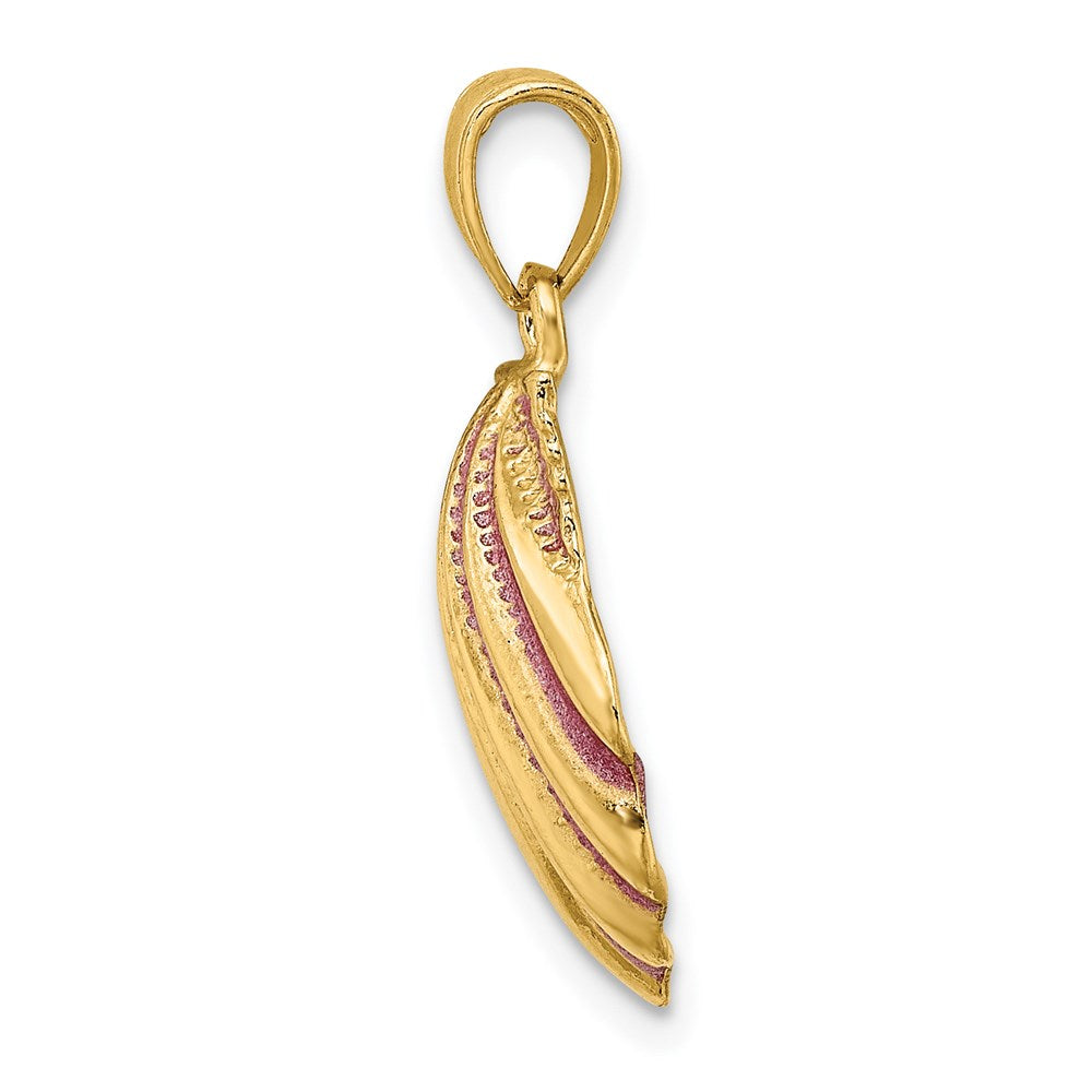 14K Gelbgold Charm Muschel mit rosa Emaille