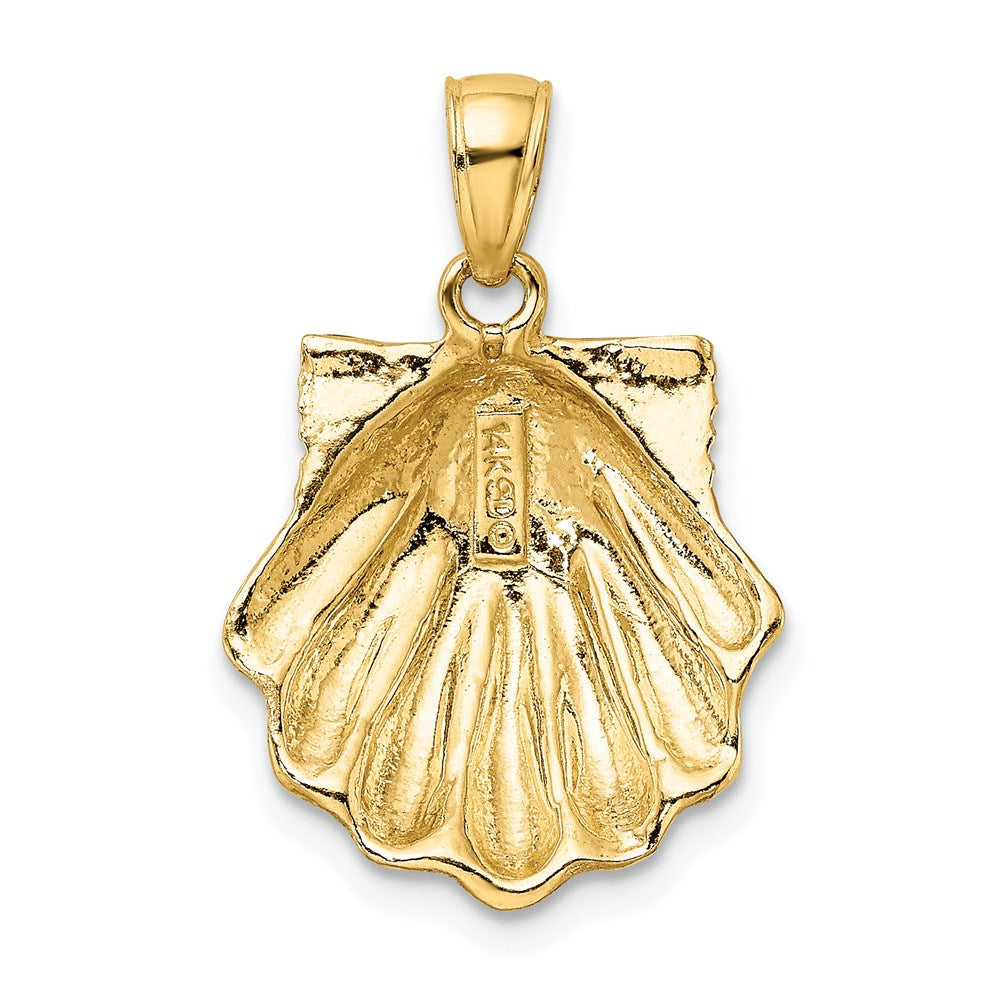 14K Gelbgold Charm Muschel mit rosa Emaille