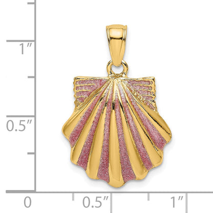 14K Gelbgold Charm Muschel mit rosa Emaille