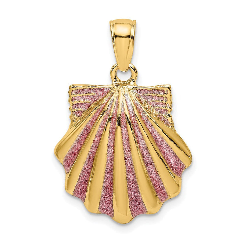 14K Gelbgold Charm Muschel mit rosa Emaille