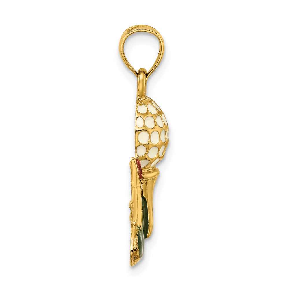 14K Gelbgold-Golfball-Charm mit Emaille, 2-D