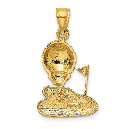 14K Gelbgold-Golfball-Charm mit Emaille, 2-D