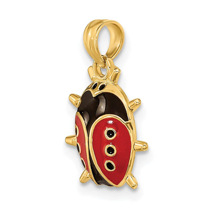 14K Gelbgold Emailliert Marienkäfer Charm