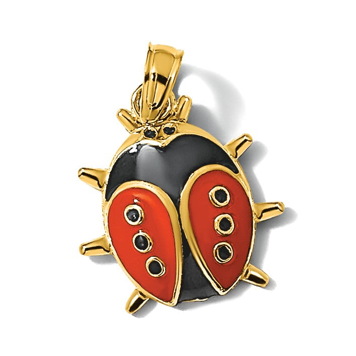 14K Gelbgold Emailliert Marienkäfer Charm