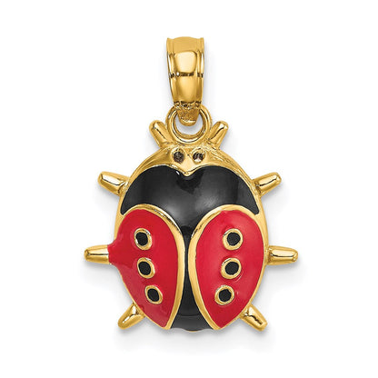 14K Gelbgold Emailliert Marienkäfer Charm