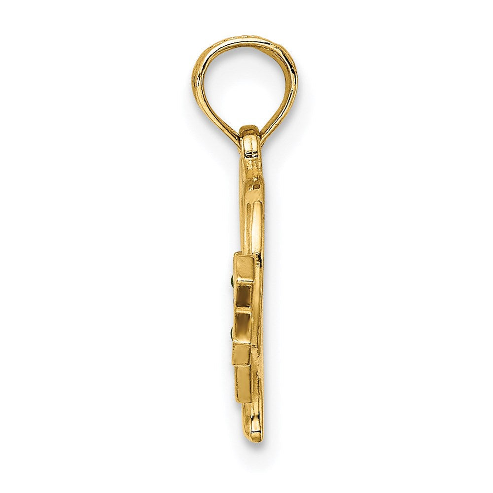 14K Gelbgold Emaille Kreuz und Herz Charm