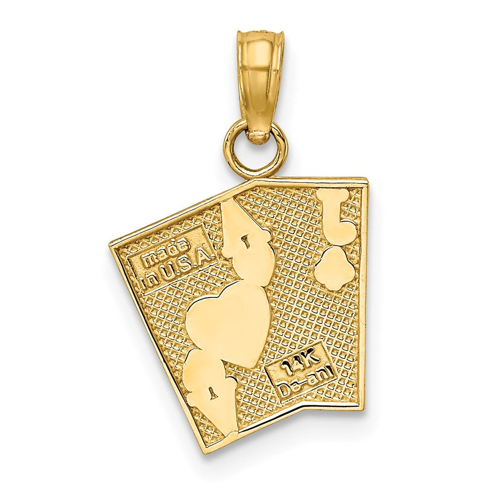 14K Gelbgold Emaille Jack Of Clubs und Ace Herzen Cards Charm