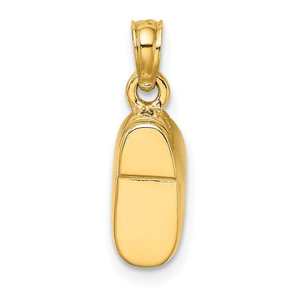 14K Gelb- und Rhodiumgold mit Weißrhodium, 3-D hellblau emaillierter Baby-Schuh-Charm